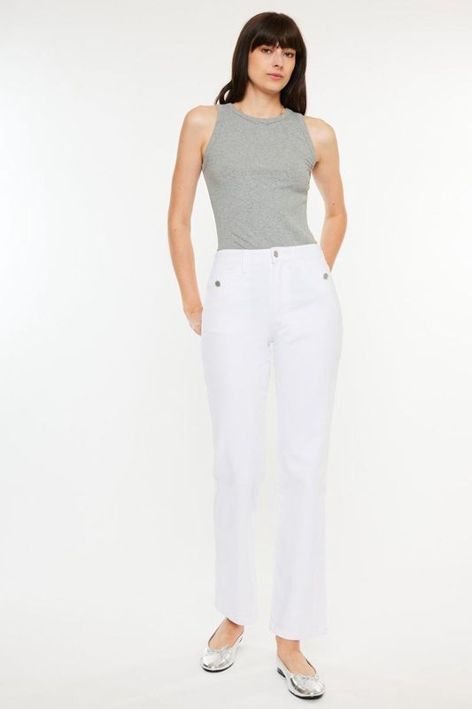 White High Rise Slim Straight Jeans