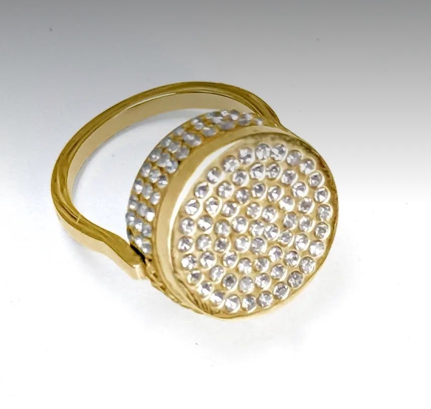 Bling Lip Balm Moveable Band 14K Gold Ring