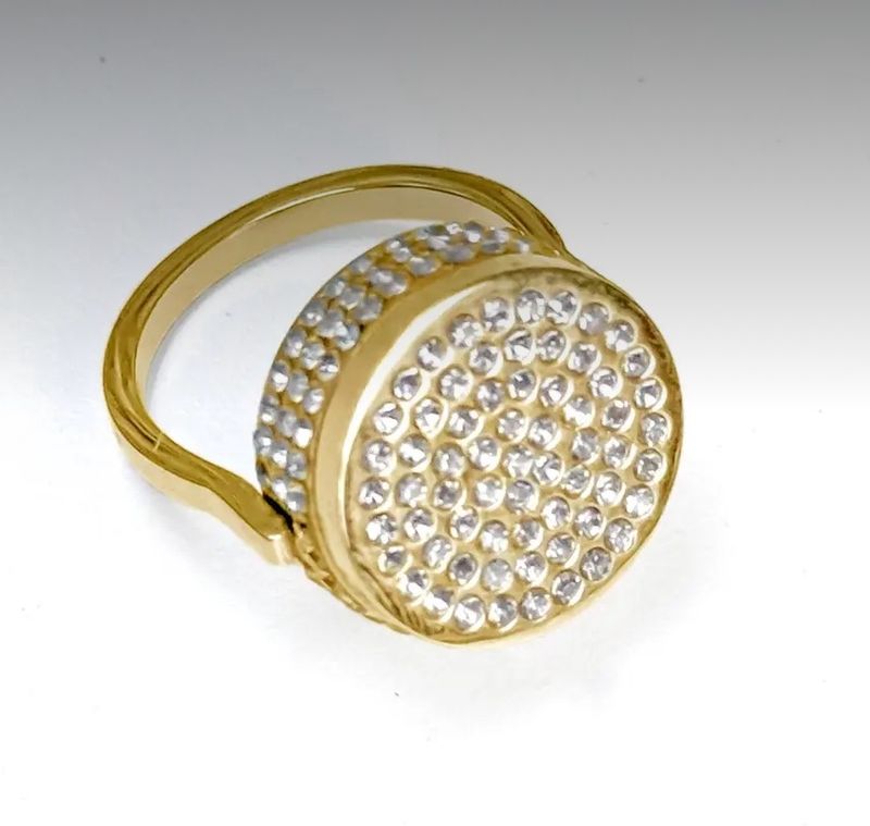 Bling Lip Balm Moveable Band 14K Gold Ring