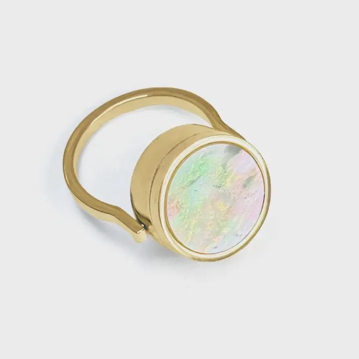 Pearl Lip Balm 14K Gold Ring, Size: Size 9, Colour: Gold
