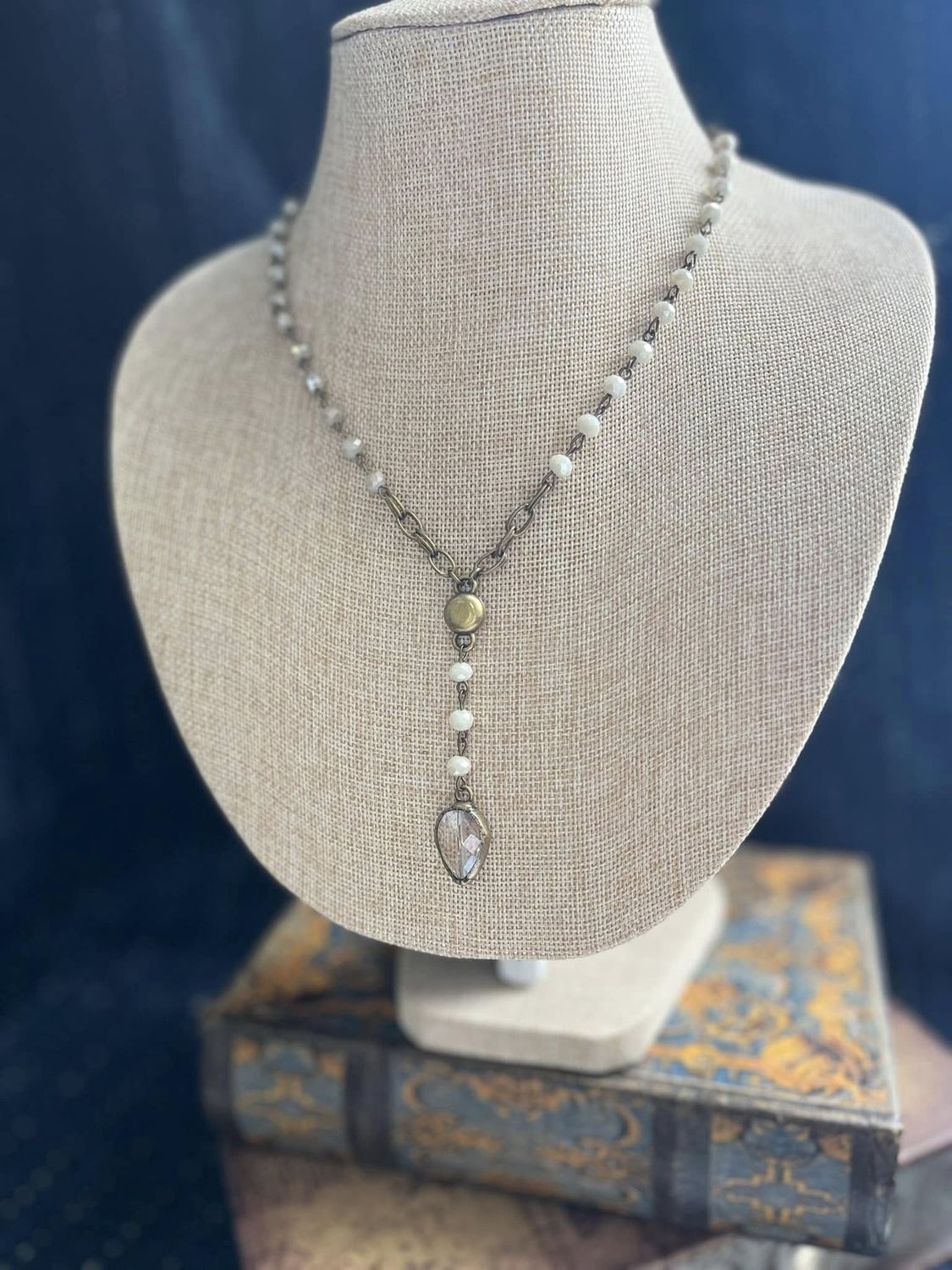 Ivory Necklace W/Upside-Down Teardrop Pendant