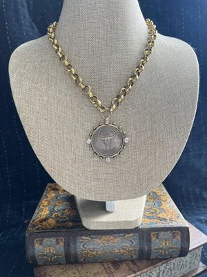 Longhorn Coin Links Chain Necklace