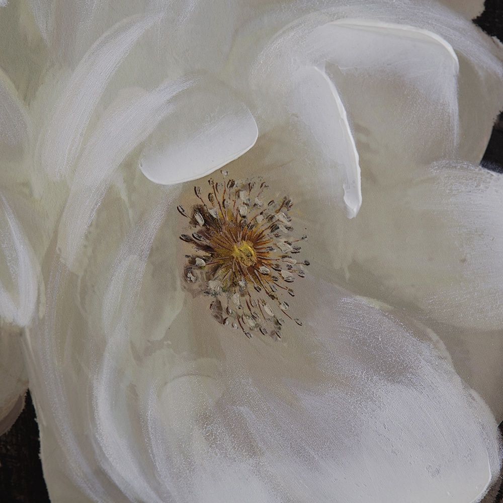 White and Black Framed Gardenias Hand-Painted Wall Art