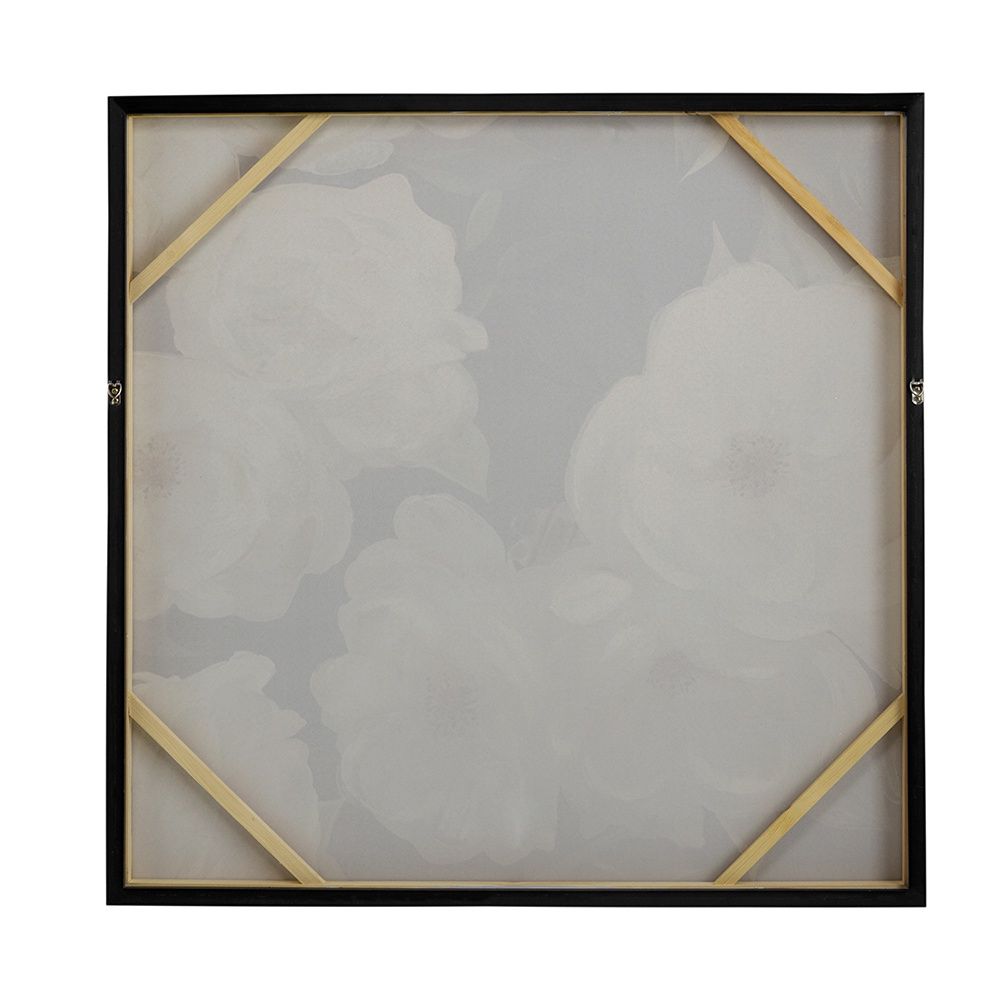 White and Black Framed Gardenias Hand-Painted Wall Art
