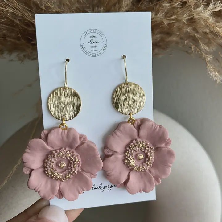 Clay Poppy Dangle Earrings