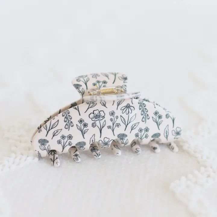 Pressed Floral Hair Claw Clip