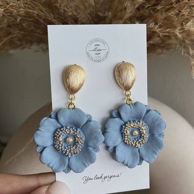 Clay Poppy gold drop earrings