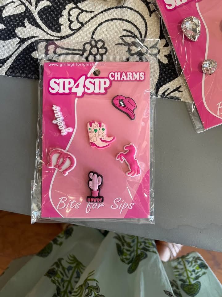 Tumbler Charms- Set of 6, Colour: Pink Cowgirl