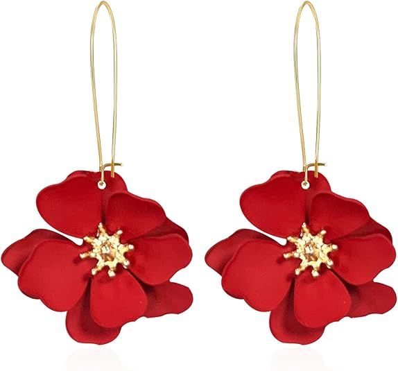 Red Poppy Earrings, Size: Dangle Poppy