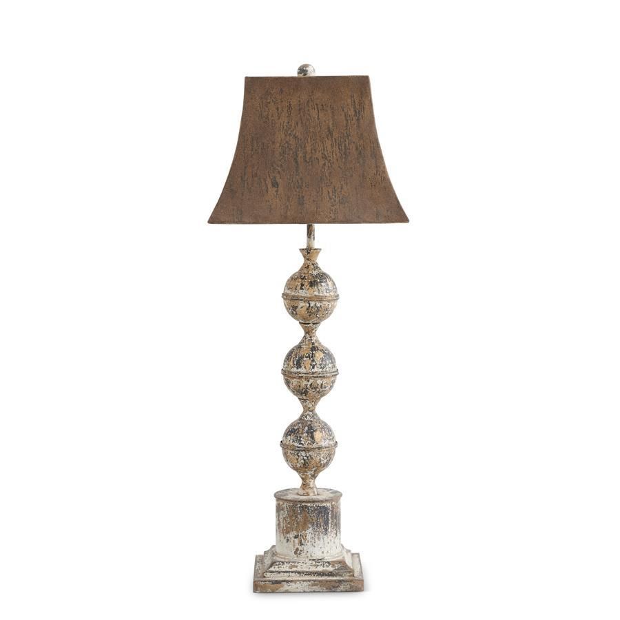 33.5 Inch Rustic Black &amp; Gold Washed Metal Lamp w/Square Shade