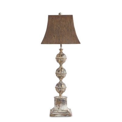 33.5 Inch Rustic Black &amp; Gold Washed Metal Lamp w/Square Shade