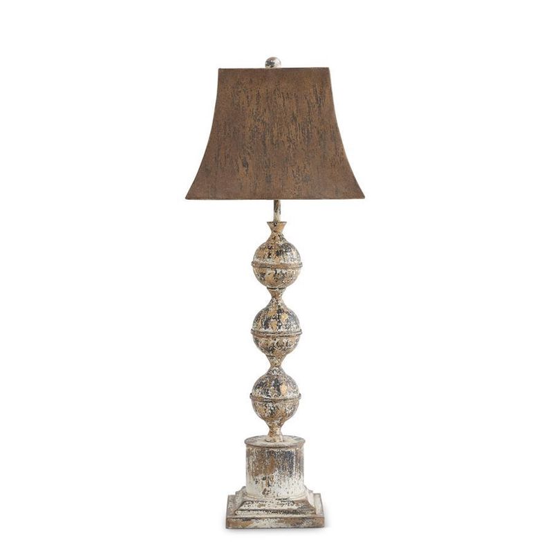 33.5 Inch Rustic Black &amp; Gold Washed Metal Lamp w/Square Shade