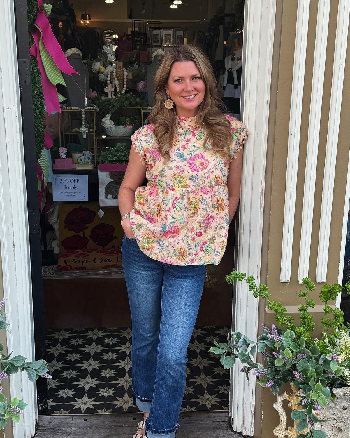 Pink Pom &amp; Peplum Top