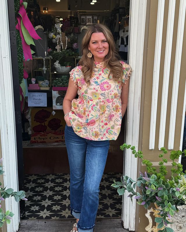 Pink Pom &amp; Peplum Top