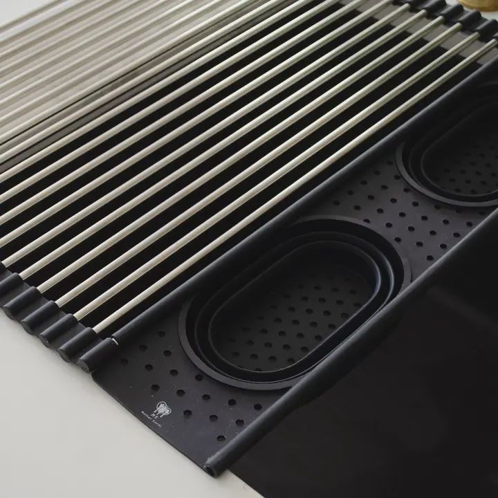 Roll Up Silicone &amp; Steel Dish Drying Rack