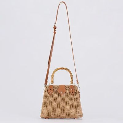 Retro Textured Shoulder Straw Bag