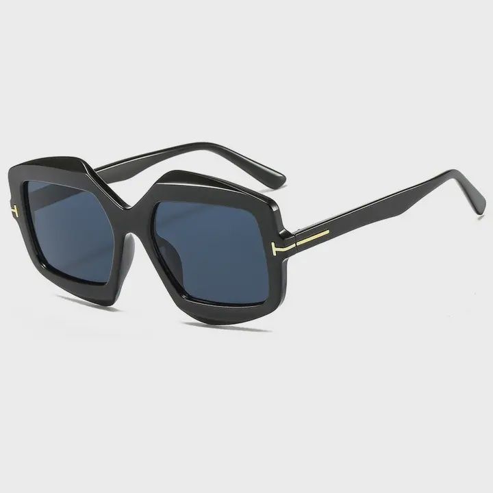 T-Shape Irregular Trendy Sunglasses, Colour: Black