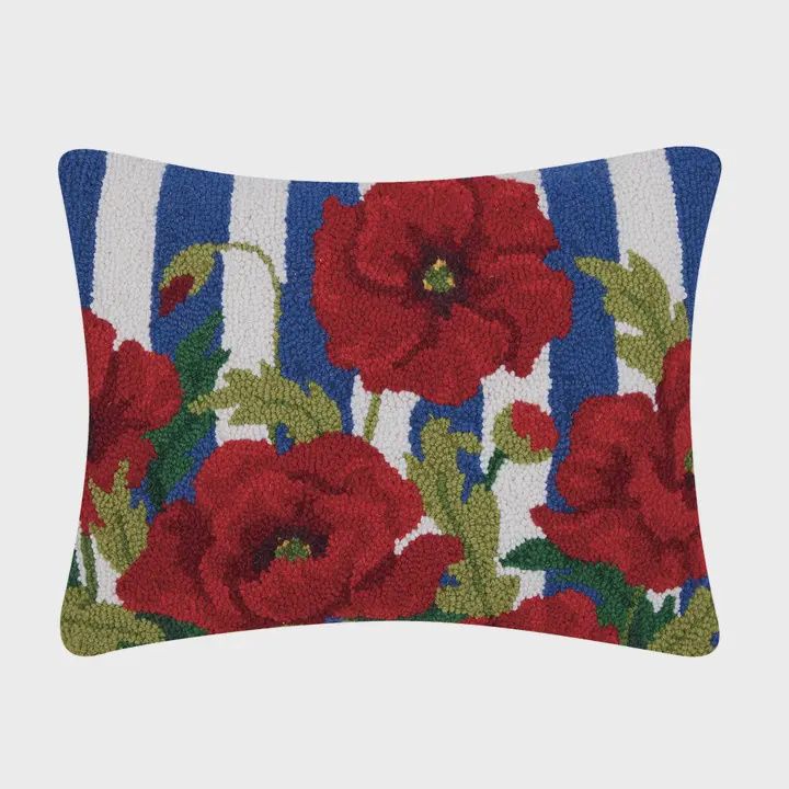 Americana Poppies Hook Pillow