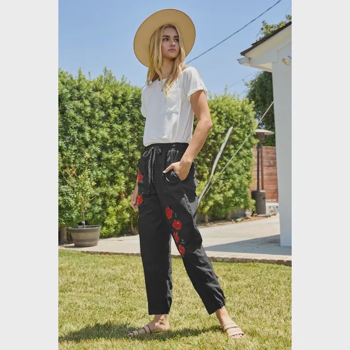 Embroidered Poppy Pant