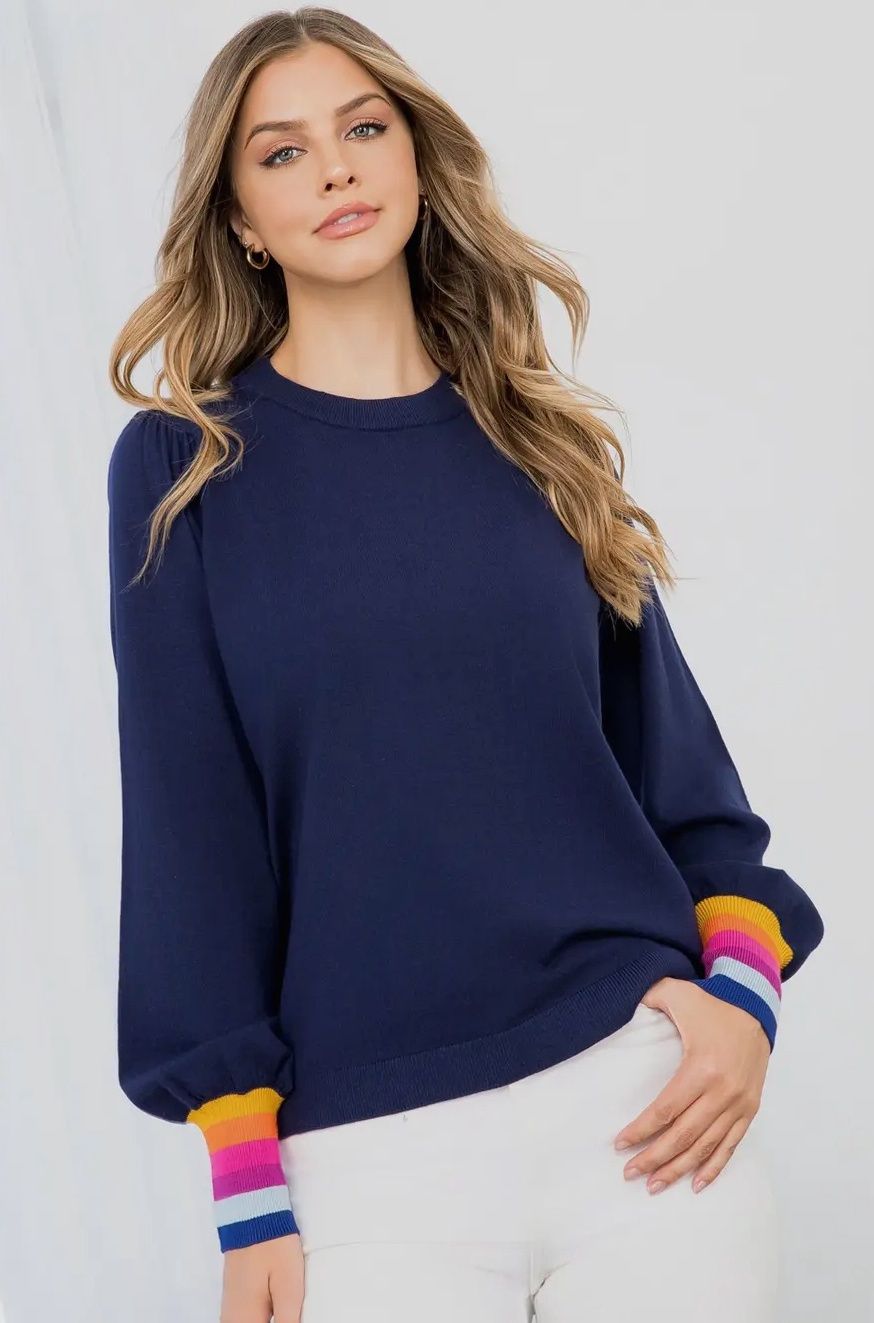 Striped Cuff Pullover