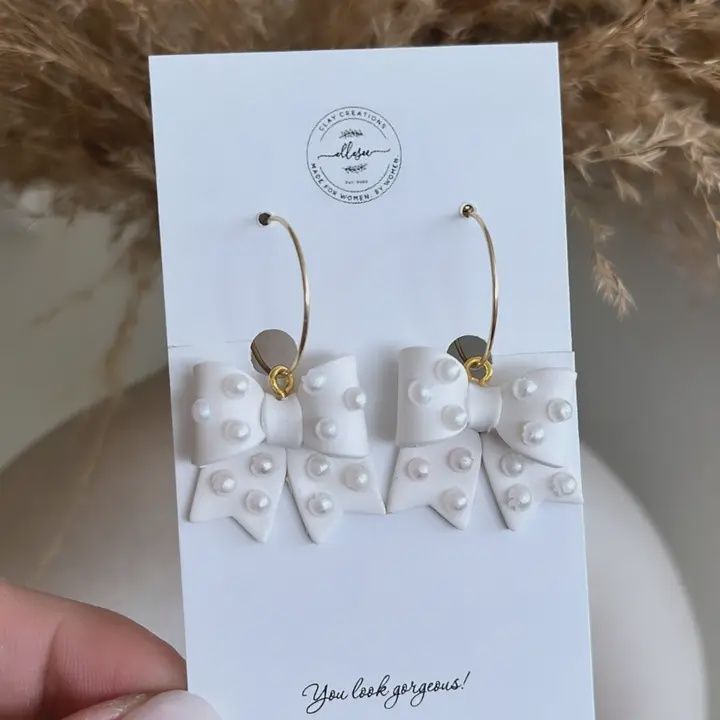 Pearl Bow Dangle Earrings