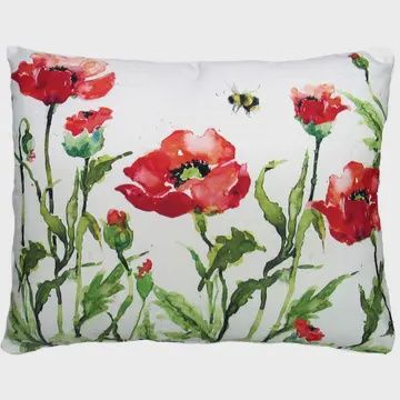 Poppies w. Bees Pillow-19x24