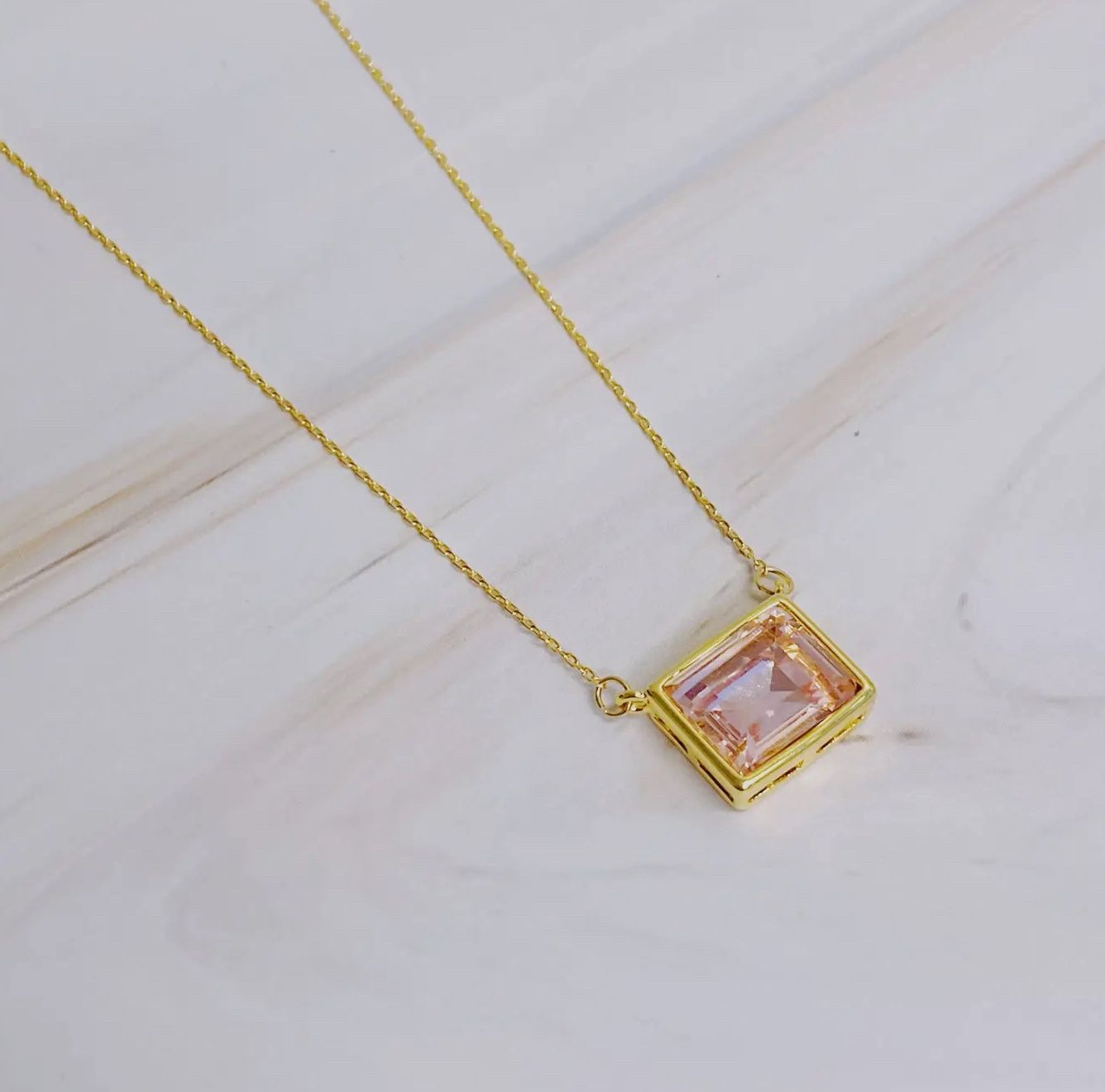 Sweet Square Pendant Necklace, Colour: Princess Pink