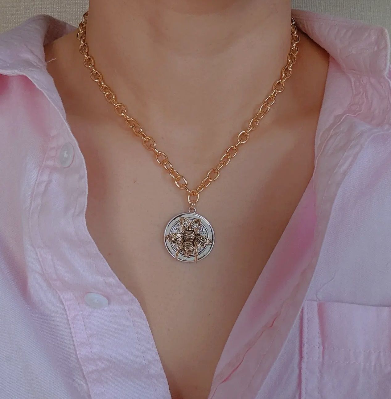 Bold &amp; Antique Bee Chain Necklace