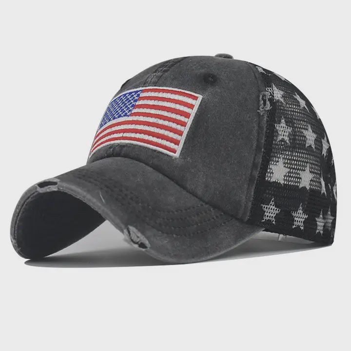 Washed Cotton Distressed Star USA Flag Hat