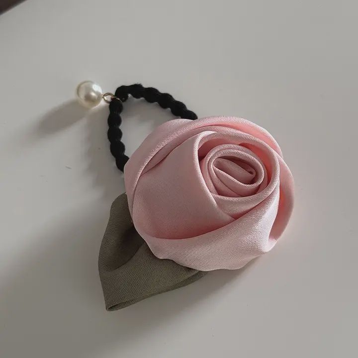 High End 3D Fabric Rose Bud Hair Tie