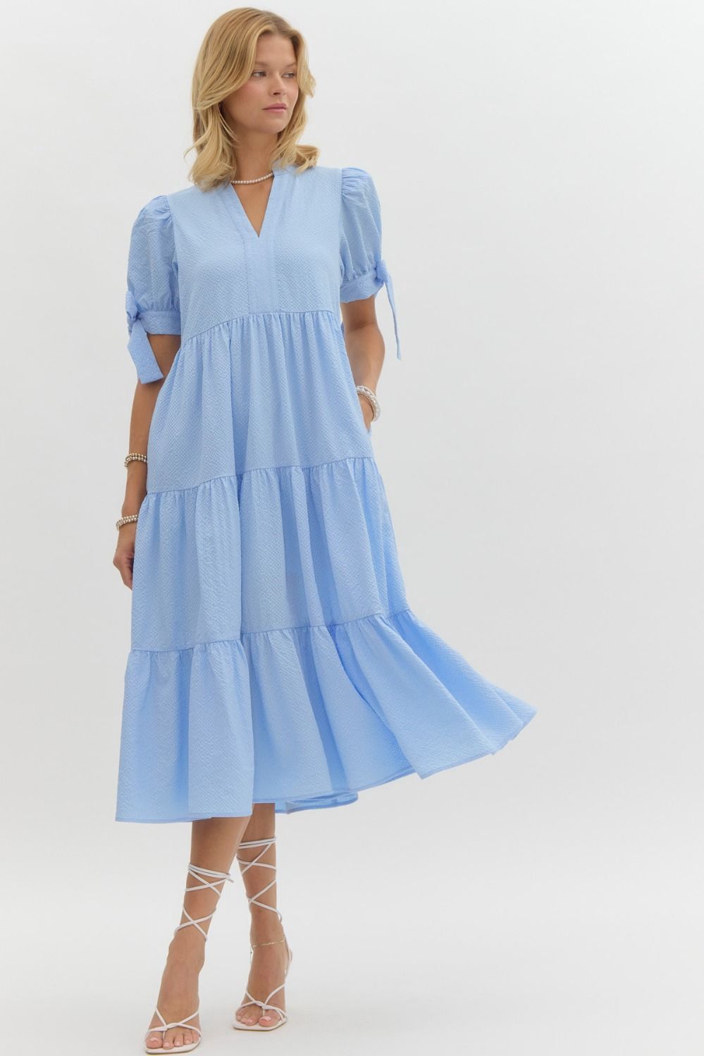 Lucy Midi Dress, Colour: Blue, Size: Small