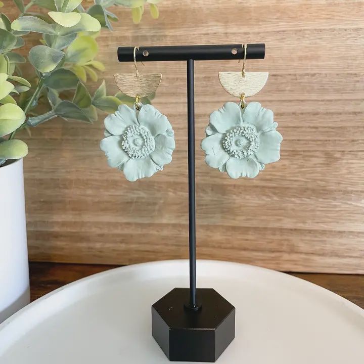 Clay Half Moon Poppy Earrings