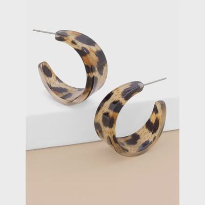 Leopard Resin Small Hoop Earring