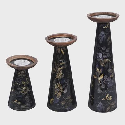 Moody Floral Pillar Candle Holder