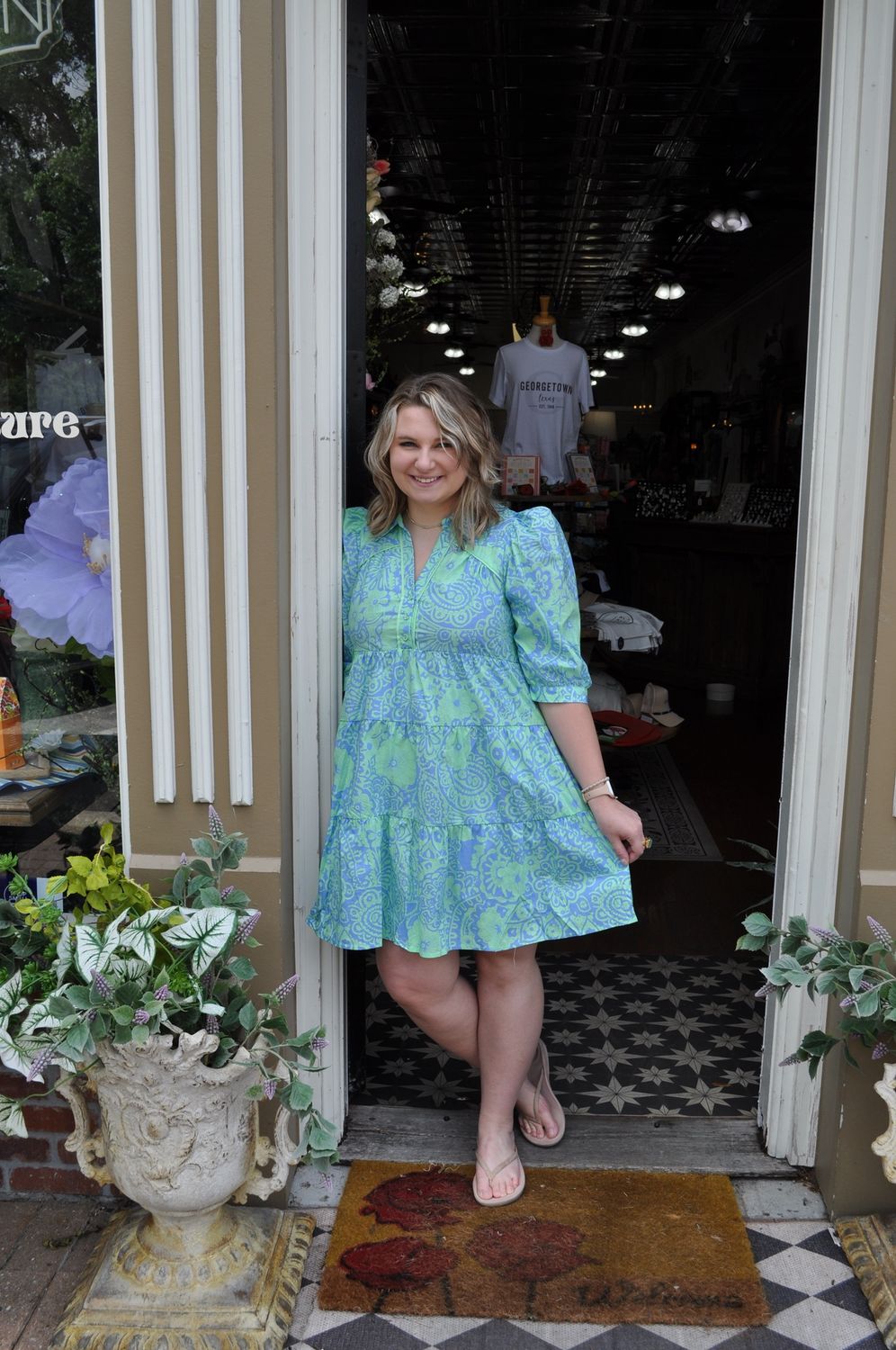 Print A-Line Tiered Dress