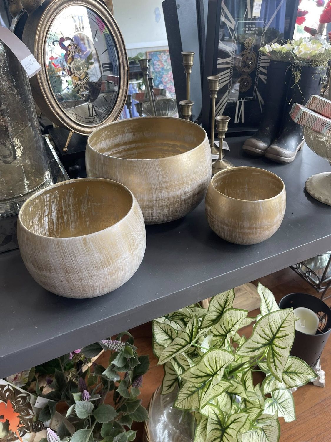 Gold Metal Whitewashed Bowl