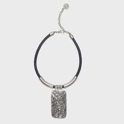 1674 Confused Pewter Necklace- Scribble