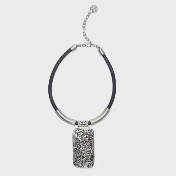 1674 Confused Pewter Necklace- Scribble