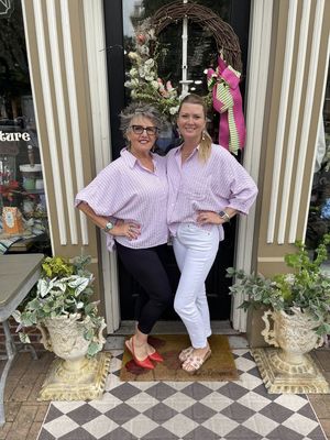 Pink &amp; Green Striped Collared Top