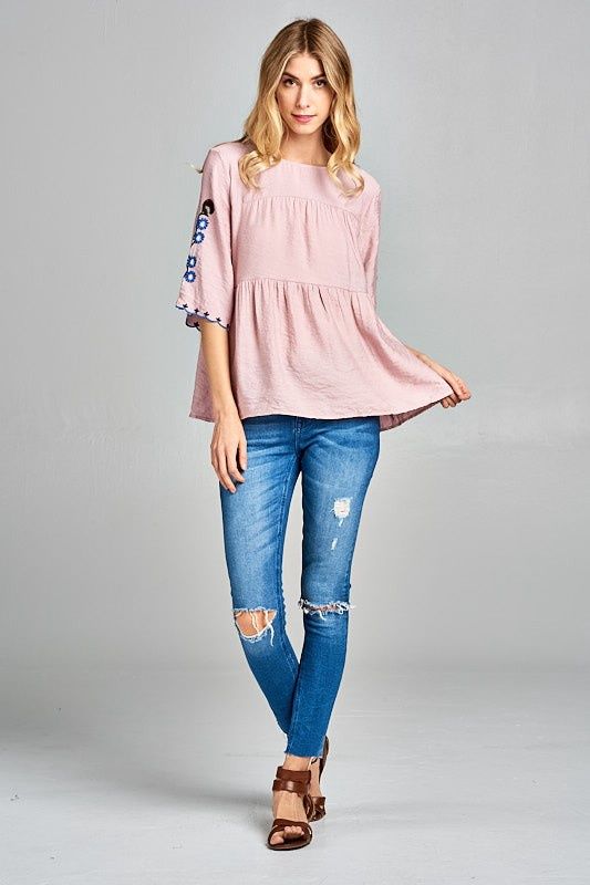 Mauve Embroidered Top