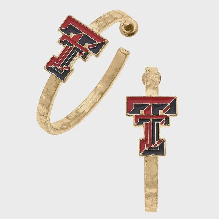 Texas Tech Earrings, Colour: Logo Hoop