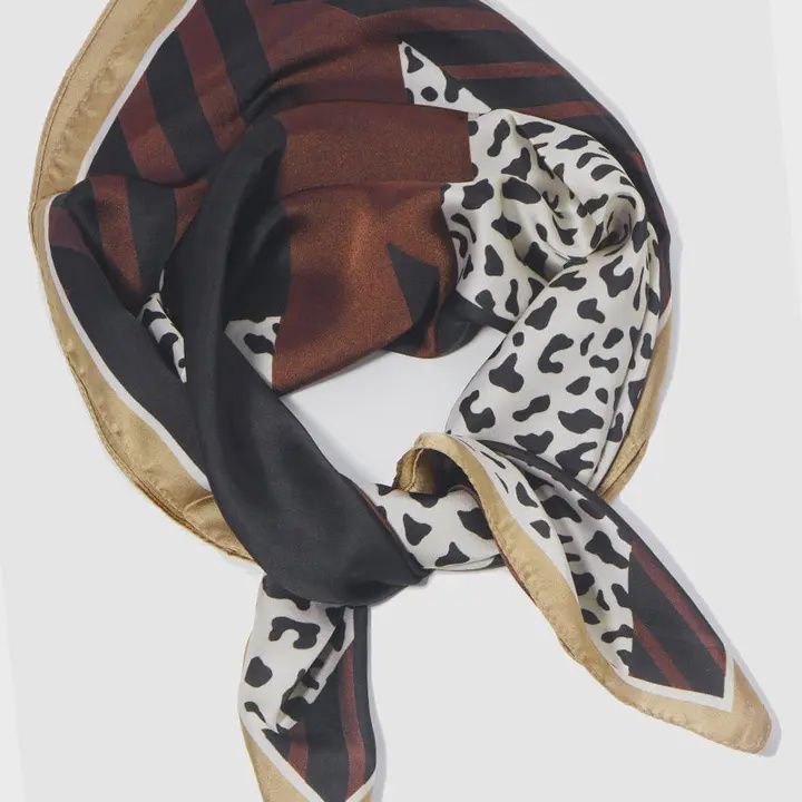 Stripe &amp; Leopard Animal Print Bandana Scarf