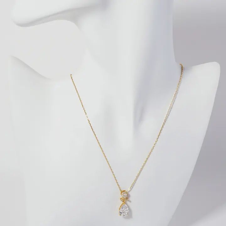 3-Prong Teardrop Cubic Zirconia 18K Gold-Dipped Necklace