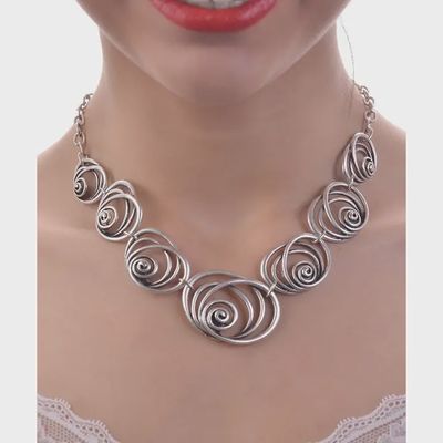 Silver Plated 7 Swirl Necklace