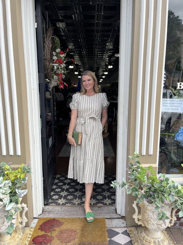 Oxford Pinstripe Midi Dress