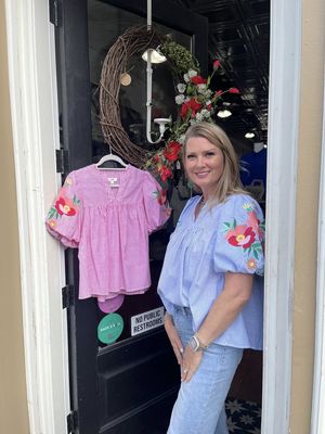 Seersucker Peony Blouse