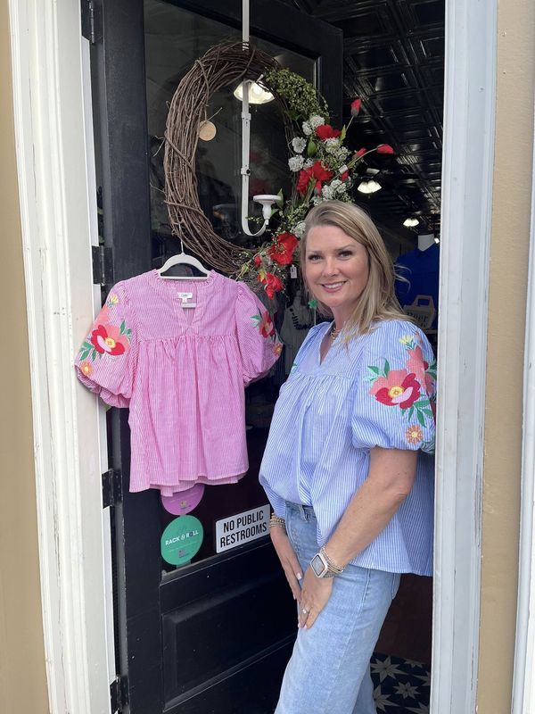 Seersucker Peony Blouse