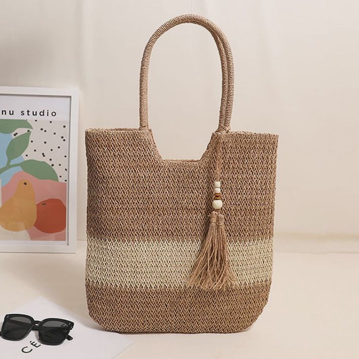 Casual Woven 2-tone Beach Bag