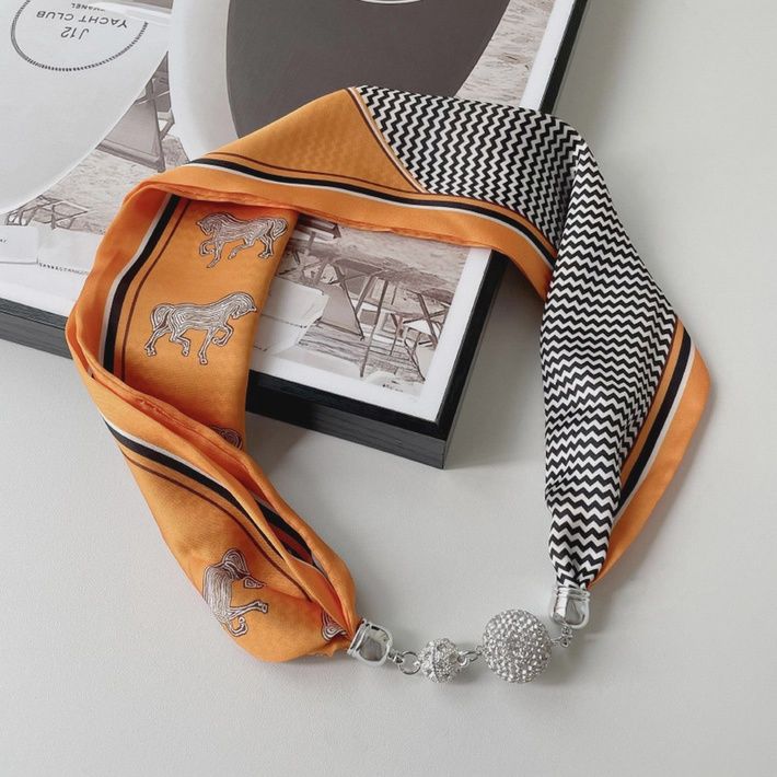 Silk Scarf Magnetic Necklace, Colour: Type2