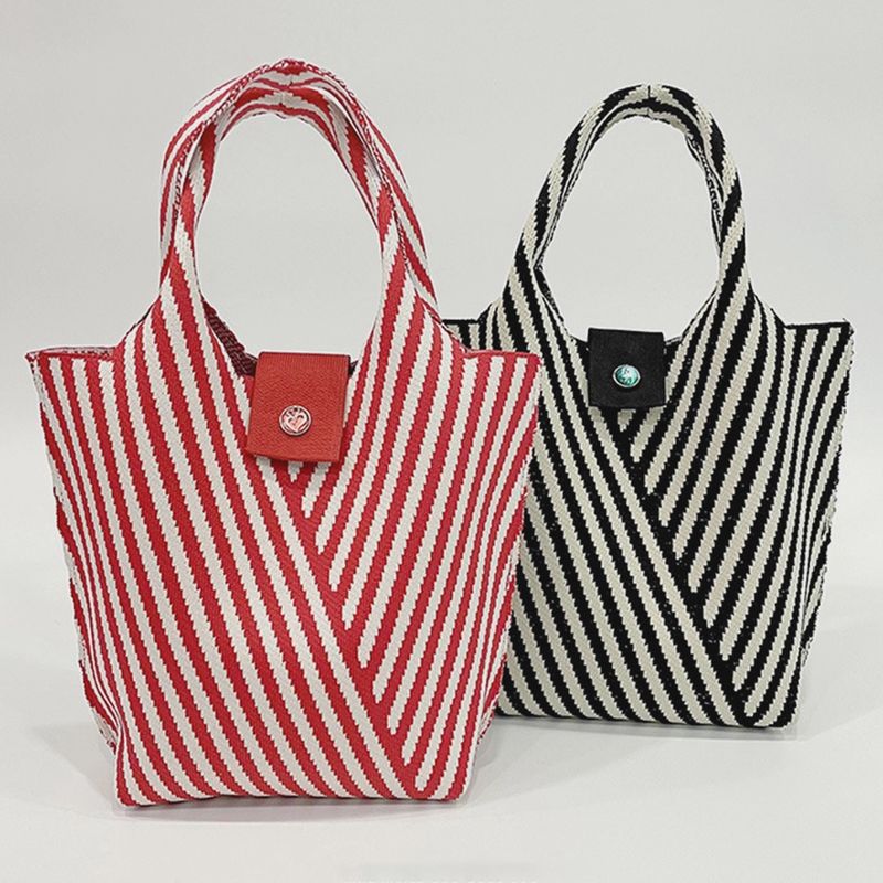 Knitted Striped Shoulder Bag